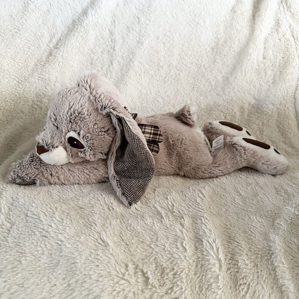 Pier 1 Imports Harrington Bunny Rabbit 17" Plush Grey Brown Laying